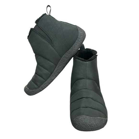 Keen Shoes - Keen Howser Black Puffer Quilted Pull On Snow Winter Ankle Boots 8 Fur Lined
